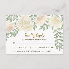 アイボリー ブラッシュ カモミール フローラル ウェディング RSVP カード