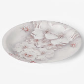 アイボリー ブラッシュ ピンク フラワー ペーパープレート (アングル)