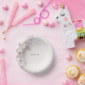 アイボリー ブラッシュ ピンク フラワー ペーパーボウル (パーティー)