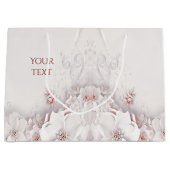 アイボリー ブラッシュ ピンク フローラル ギフト バッグ ラージペーパーバッグ (正面)