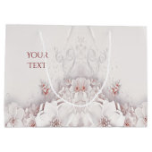 アイボリー ブラッシュ ピンク フローラル ギフト バッグ ラージペーパーバッグ (裏面)