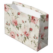 アイボリー ブラッシュ ピンク ローズ フラワー ウェディング ラージペーパーバッグ (裏面アングル)