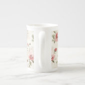 アイボリー ブラッシュ ピンク ローズ フローラル ボーンチャイナマグカップ (裏面)