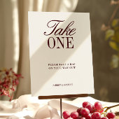 アイボリー&ブルガンディテイクワン結婚式の引き出物標識