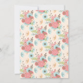 アイボリー、ブルー、コーラルフローラ結婚式招待状 招待状 (裏面)