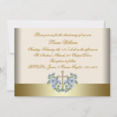 アイボリー ブルー ゴールド ベビーボーイ フォト 洗礼招待状 招待状 (裏面)