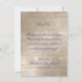 アイボリー ベルベット ロイヤルブルー ネイビー ラック サンクス 招待状 (裏面)