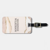 アイボリー&ベージュアゲートと金ゴールドグリッター名前をカスタムする ラゲッジタグ (正面横)