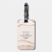 アイボリー&ベージュアゲートと金ゴールドグリッター名前をカスタムする ラゲッジタグ (裏面縦)