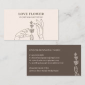 アイボリー ベージュ フラワーデザイナー ボタニカル ハンズ ホールド 名刺 (正面/裏面)