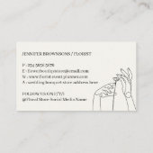 アイボリー ベージュ フロリスト ハンドドローンボタニカル 名刺 (裏面)