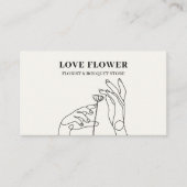 アイボリー ベージュ フロリスト ハンドドローンボタニカル 名刺 (正面)