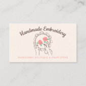 アイボリー ベージュ ブラッシュ ハンドメイド ホビー クラフト 刺繍 名刺 (正面)