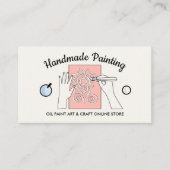 アイボリー ベージュ ブラッシュ 手作り 趣味 アート オイル ペイント 名刺 (正面)