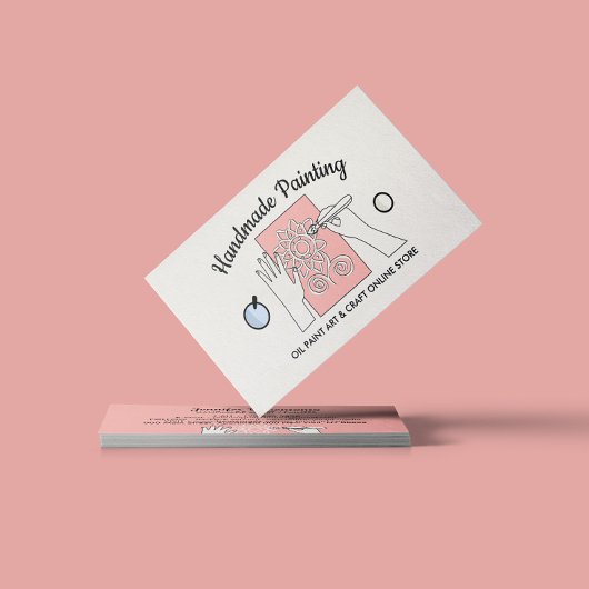 アイボリー ベージュ ブラッシュ 手作り 趣味 アート オイル ペイント 名刺