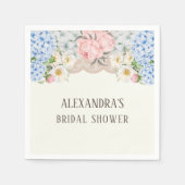 アイボリー　ペオニー　ブルー　ハイドランジア　ブライダルシャワー スタンダードカクテルナプキン (正面)