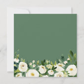 アイボリー ホワイト グリーン 花柄 スクエア 結婚式 招待状 (裏面)