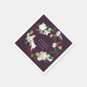 アイボリー ホワイト スミレ パープル 花輪 スミレ スタンダードカクテルナプキン (角)