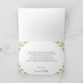 アイボリー ホワイト フラワーの森の動物 ベビーシャワー サンキューカード (内部)