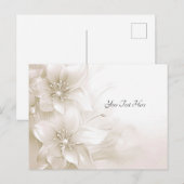 アイボリー ホワイト フラワーズ ポストカード (正面/裏面)