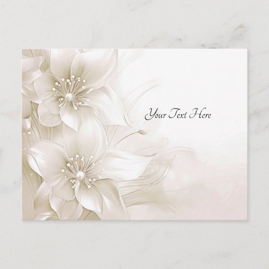 アイボリー ホワイト フラワーズ ポストカード (正面)