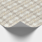 アイボリー ホワイト フラワー ゴールド リーフ ラッピング ペーパー (角)