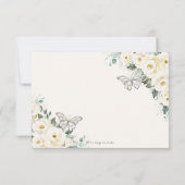 アイボリー ホワイト フラワー シルバー クインセアニェラ バタフライ 出欠カード (裏面)