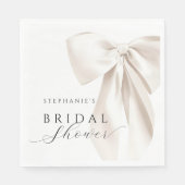 アイボリー ホワイト リボン ブライダルシャワー スタンダードランチョンナプキン (正面)