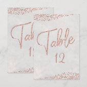 アイボリー ホワイト & ローズ ゴールド グラム ウェディング テーブル ナンバー 招待状 (正面/裏面)