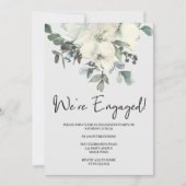 アイボリー ホワイト 水彩 花 モチーフ パーティー 招待状 (正面)