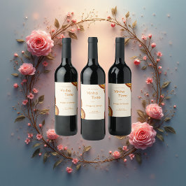 アイボリー ボールド レトロ 1970年代 ウェディング ワインラベル