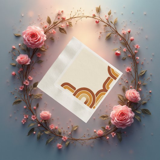 アイボリー ボールド レトロ 1970年代 ウェディング 縁ありカクテルナプキン