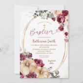 アイボリー マルサラ オレンジのひよこ 洗礼 招待状 (正面)