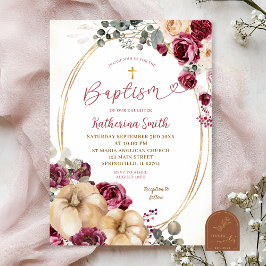 アイボリー マルサラ オレンジのひよこ 洗礼 招待状