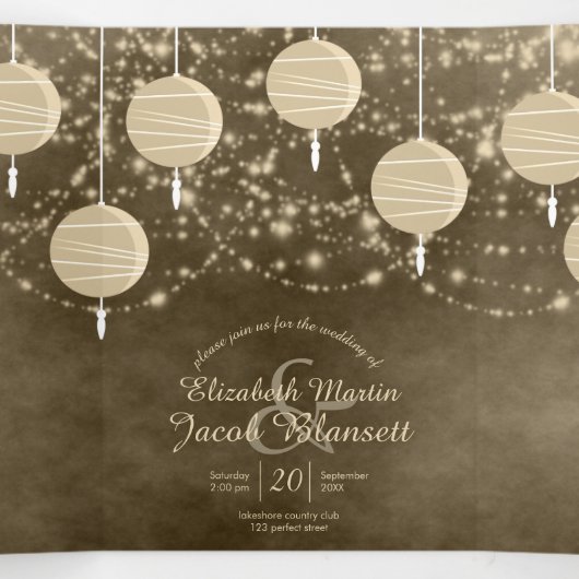 アイボリー ランタン 全てが揃った ウェディング 三つ折り招待状 (内部中)