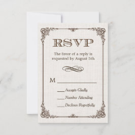 アイボリー リネン ヴィンテージ フレーム RSVP 返信