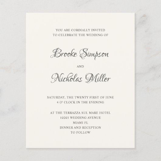 アイボリー |低コスシンプルトエレガントミニマル結婚の (正面)