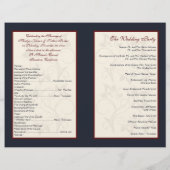 アイボリー、海軍、クラレットフローラ結婚式 プログラム (裏面)