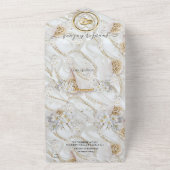 アイボリー – 緑 – 金ゴールド真珠すべて1つの結婚式の招待 オールインワン招待状 (外側)