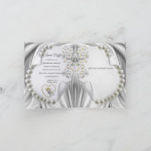 アイボリー、緑、青、シルクシャワー招待状上の金ゴールド 招待状 (内部)