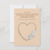 アイボリー、緑、青、金ゴールドシルク結婚のサンキューカード 出欠カード (裏面)