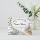 アイボリー、緑、青、金ゴールドシルク&パールタンクYはがき ポストカード (スタンド正面)