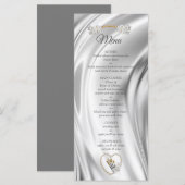 アイボリー、緑、青、金ゴールドシルク&パールメニュー メニュー (正面/裏面)