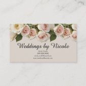 アイボリー&赤面バラウェディングプランナーイベントプランナー 名刺 (正面)