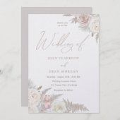 アイボリー&赤面バラビューティッ結婚ト 招待状 (正面/裏面)