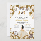 アイボリー&金ゴールドウエスタンチャロ女性のカーボーイキンセアニェラ 招待状 (正面)