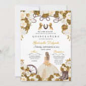 アイボリー&金ゴールドウエスタンチャロ女性のカーボーイキンセアニェラ 招待状 (正面)