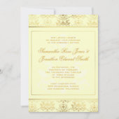 アイボリー&金ゴールドダマスクウエディング招待状 招待状 (正面)