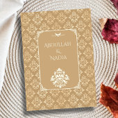 アイボリー&金ゴールドダマスクエレガンスムスリム結婚ズメンディ 招待状