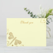 アイボリー&金ゴールドドラゴンフライポインティリスムフラットサンキュー サンキューカード (スタンド正面)